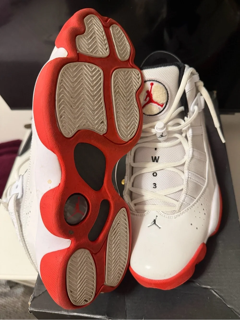 Jordan White and Red Men’s Retro Basketball Sneakers worn twice like new
